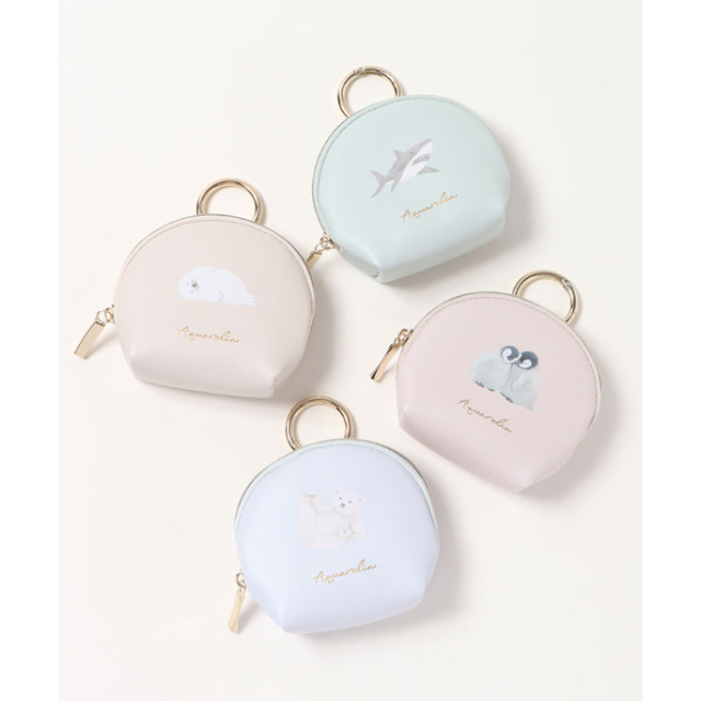 【マルシェドブルーエプリュス】カラビナ付き🐧シェル型ミニポーチ